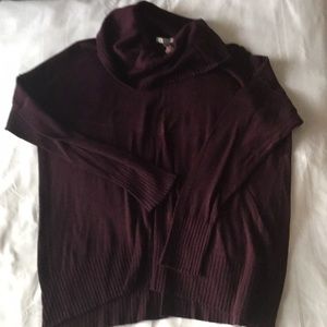 Oversized Thin Cherry/Black Cowl Neck Sweater